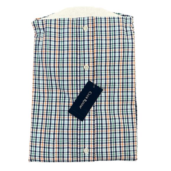 Club Room Mens Regular Fit Performance Plaid Stretch Dress Shirt Size 17 34/35 - Picture 3 of 6